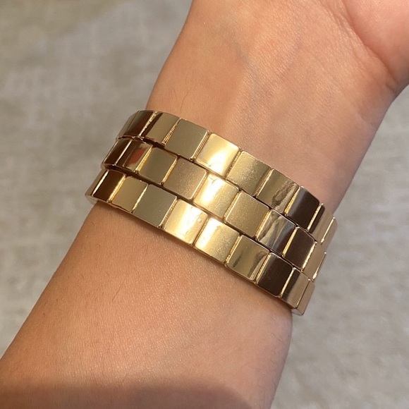 Enamel Tile Bracelet - Gold Square - Picture 3 of 3